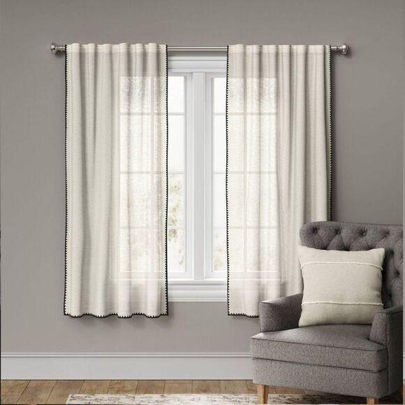 Threshold - 1pc 54"x95" Light Filtering Stitched Edge Window C Off White - Picture 3 of 4